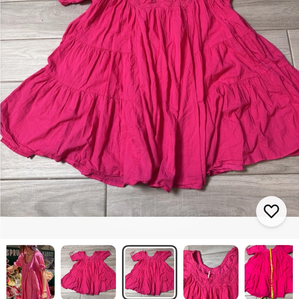 Free People Vibrant Pink Sandy Shores Dress small women’s mini